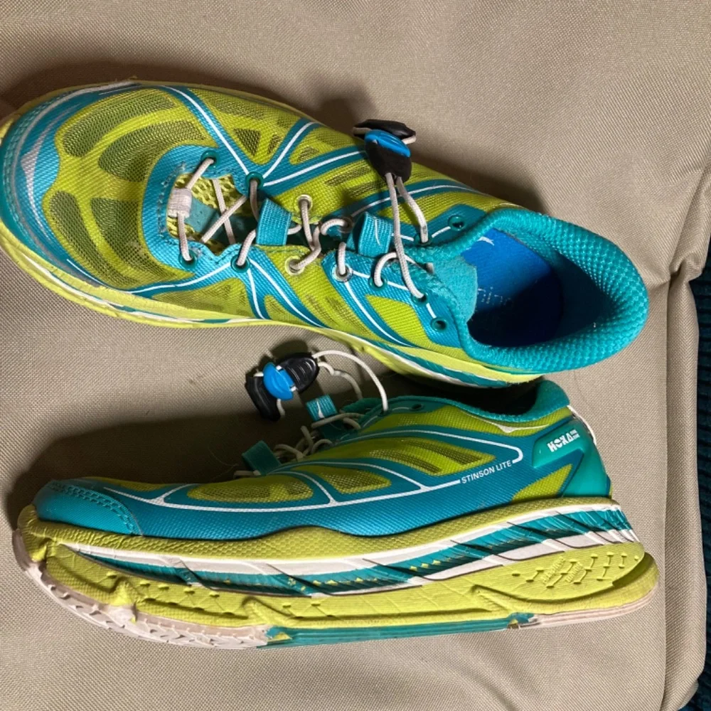 Hoka One One Women's Turquoise and Lime Athletic Running Shoes
